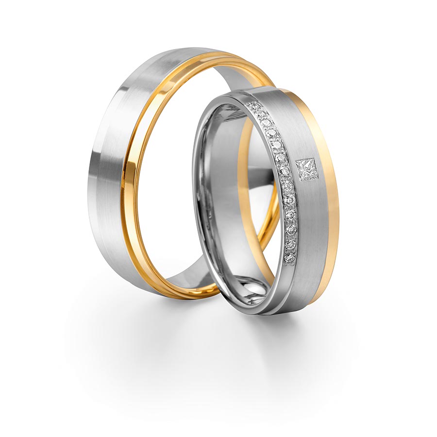 Trauringe Landsberg 585 Gelbgold, Weißgold+Pd 514675-58