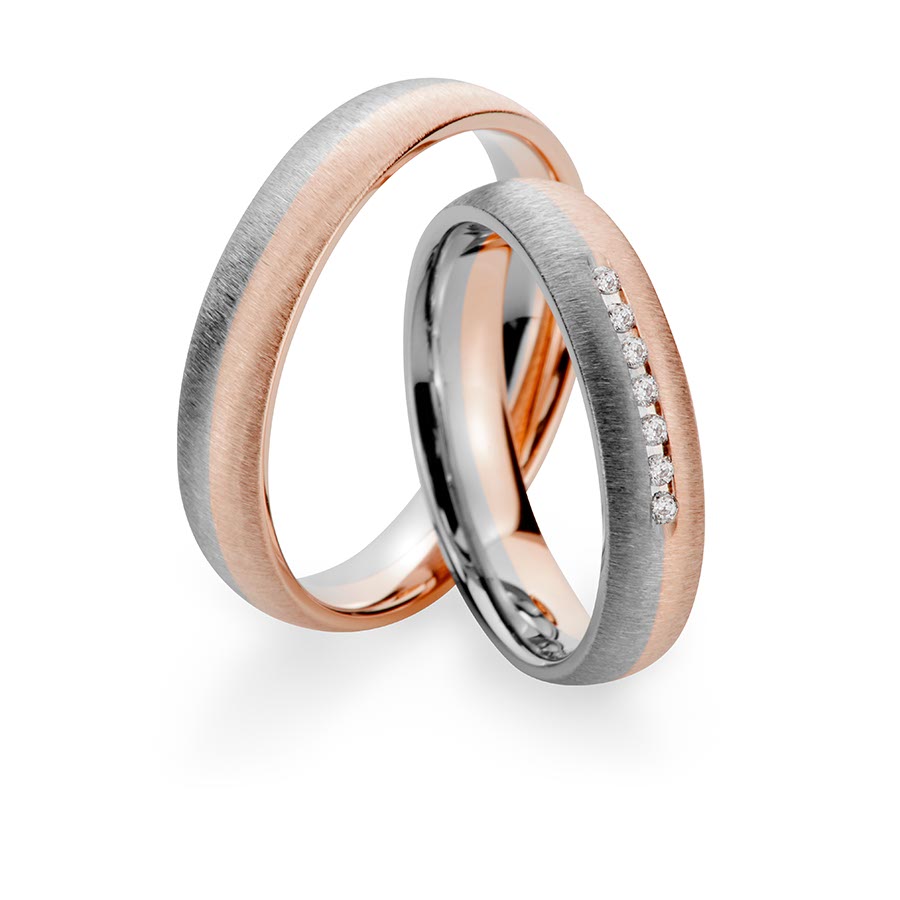 Trauringe / Eheringe 375 Rotgold, Weißgold+Pd 514754-45