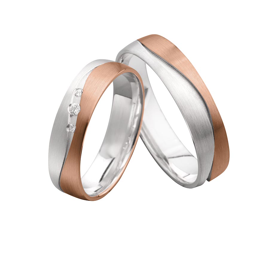 Trauringe / Eheringe 375 Rotgold, Weißgold+Pd 518116-50