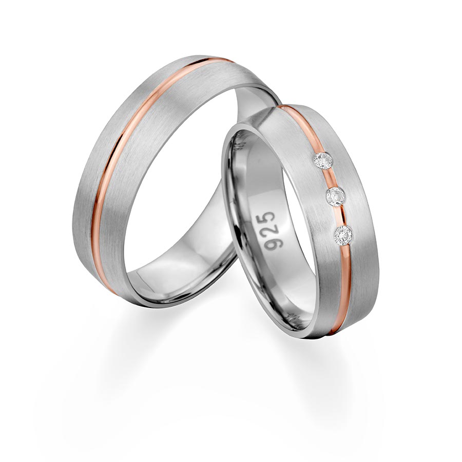 Freundschaftsringe Landsberg 925 Silber rhodiniert, rot vergoldet 526134-60