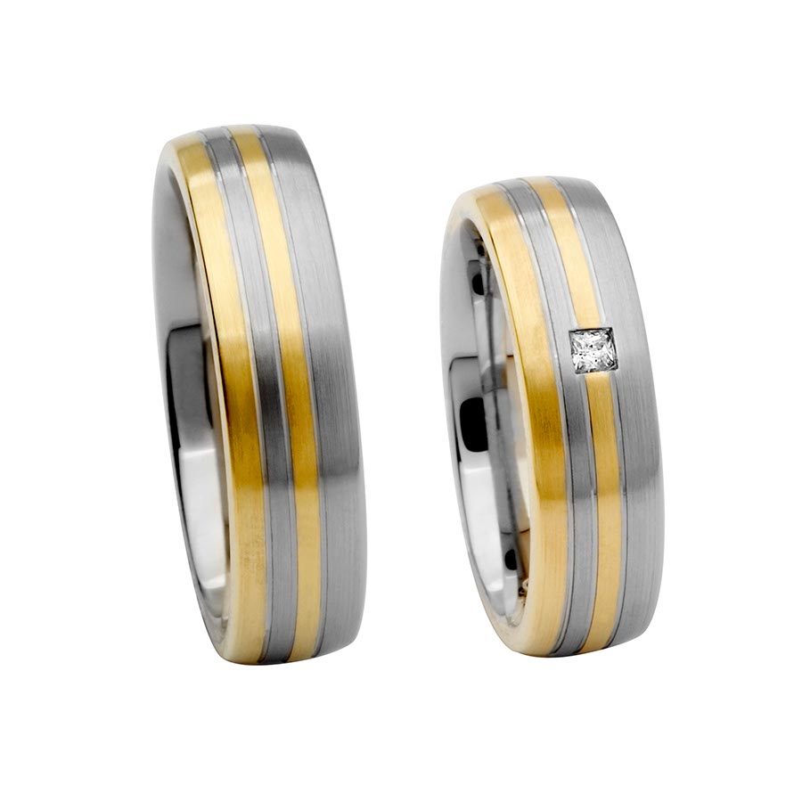 Trauringe / Eheringe 585 Gelbgold, Weißgold+Pd 514620-60