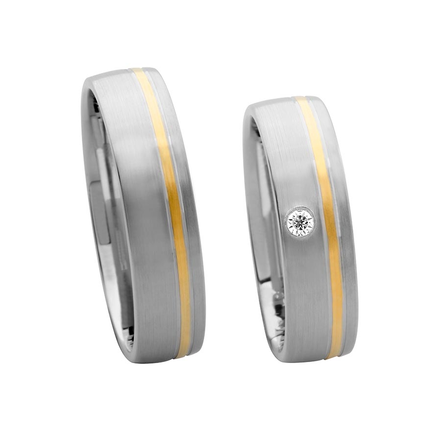 Trauringe Landsberg 585 Gelbgold, Weißgold+Pd 514630-55