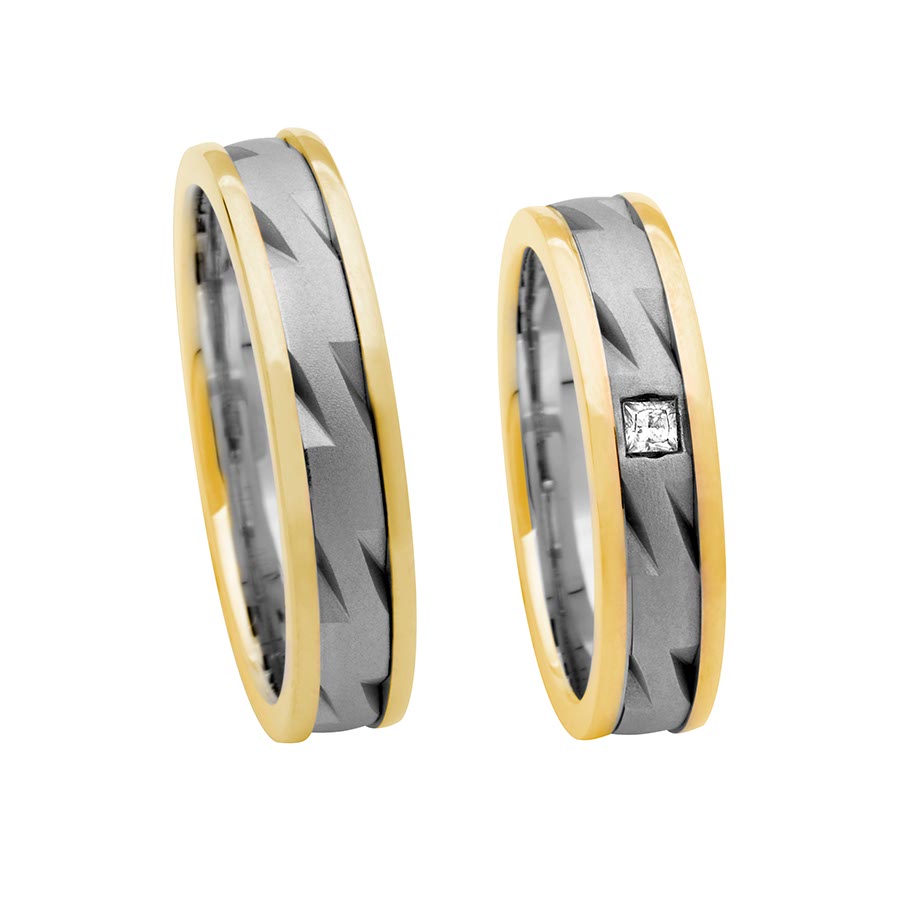 Trauringe Landsberg Eheringe  750 Gelbgold, Weißgold+Pd 518007-50