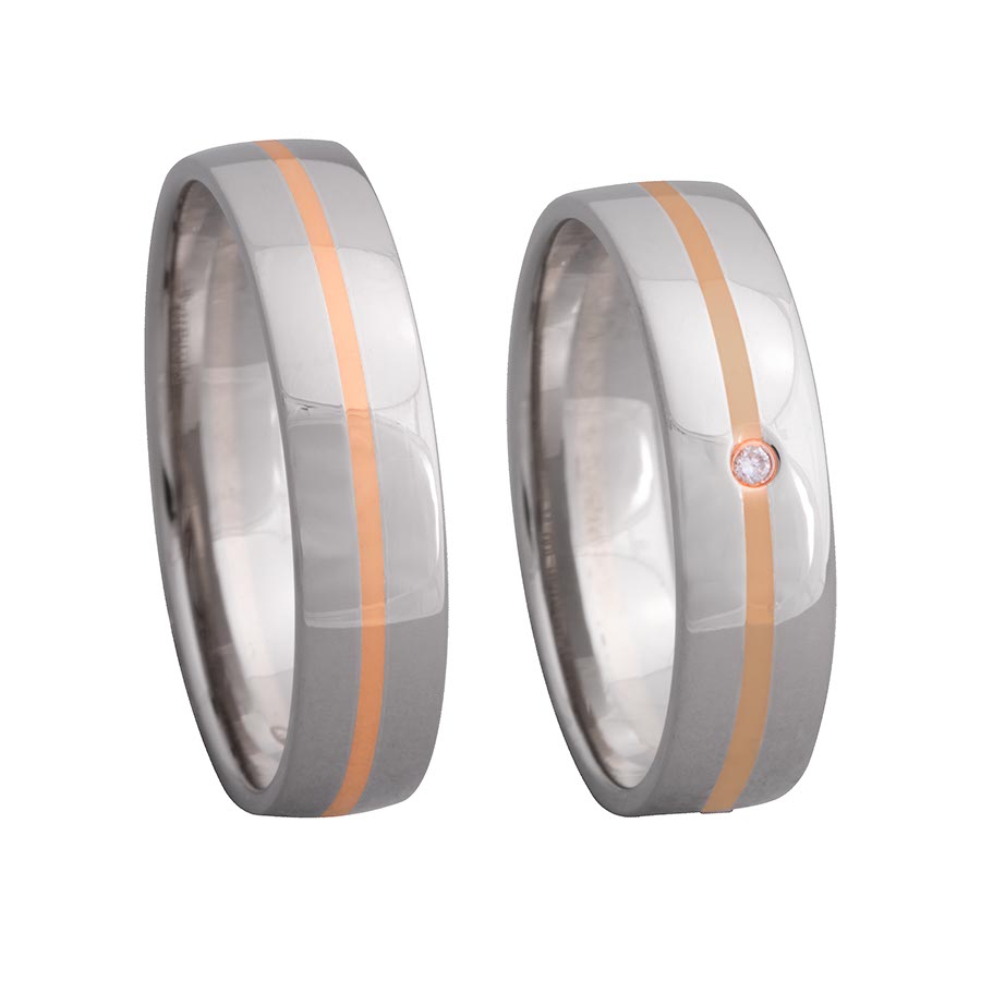 Trauringe / Eheringe 500 Palladium, 585 Rotgold 518101-50